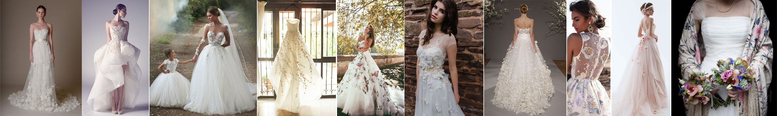 trendy ślubne 2016 - suknie ślubne z kwiatowymi printami lub kwiatami 3D